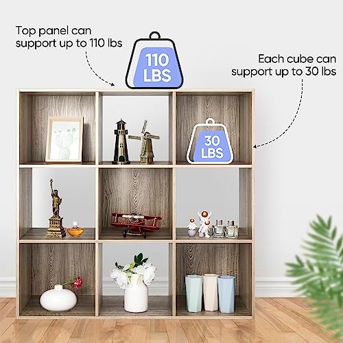 JupiterForce 9 Cubes Bookcases Storage Organizer, 3-Tier Wooden Open Bookshelf - Image 6