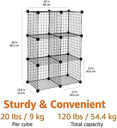 Amazon Basics 6-Cube Wire Grid Stackable Storage Organizer, Metal Shelving Unit - Image 2