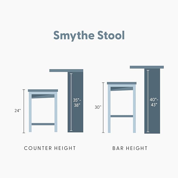 Plank+Beam Smythe Counter Stool, 24", Set of 2, Sturdy Wood Modern Kitchen Counter Height Stool, Saddle Seat Backless Counter Chair, Metal Footrest, Black