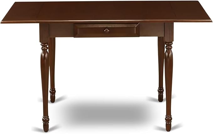 East West Furniture MZNO5-MAH-W 5 Piece Dining Set Includes a Rectangle Dining Room Table with Dropleaf and 4 Kitchen Chairs, 36x54 Inch, Mahogany