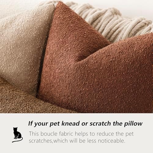 Foindtower Decorative Textured Boucle Throw Pillow Covers 18x18 Red Taupe - Image 4