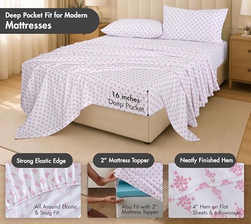 RUVANTI 100% Cotton Percale King Sheets, Percale Weave, Block Print Motif - Image 6