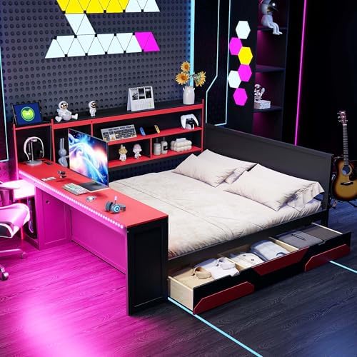 Corner Bed Frame Queen, Queen Corner Bed Frame by OYUMOENTS