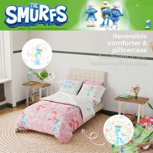 The Smurfs Smurfette Full Bedding Set – 7 Piece Kids Super Soft Microfiber - Image 6