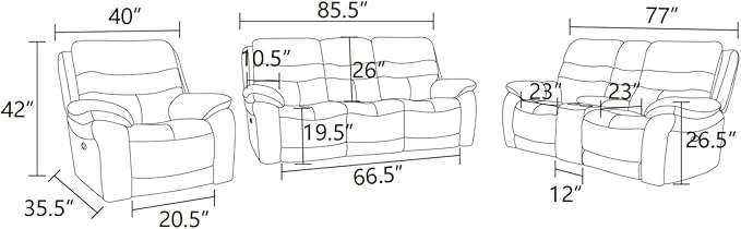 Electric Power Reclining Arm-Chair, Electric Genuine Breathing Leather Recliner Chair, Comfy Wide Lazy Top Grain Leather Chair with USB Port for Living Room (Grey, Single Chair)