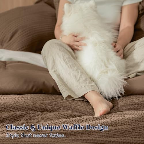 PHF Soft Waffle Comforter Set King Size- Comfy Breathable Waffle Weave Comforter - Image 5