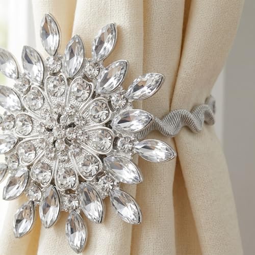 2 Pack Clear Rosette Curtain Tiebacks Window Holdback Buckles - Image 3