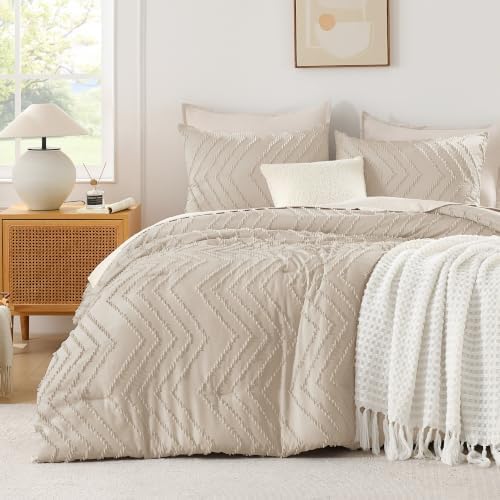 Andency Khaki Oversized Queen Comforter Set, 3 Pieces Bedding Set - Image 2