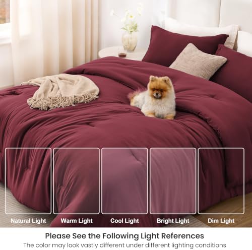 Love's cabin Burgundy Full Comforter Set, 3-Piece Prewashed Bed Set - Image 6