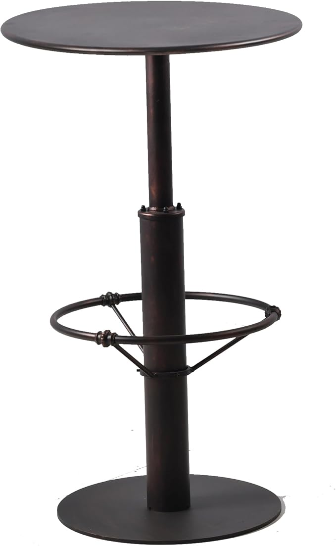 Diwhy Industrial Pub Table 23.6" Iron Round Desktop 37.4" Height Cast Iron Bar Table Copper