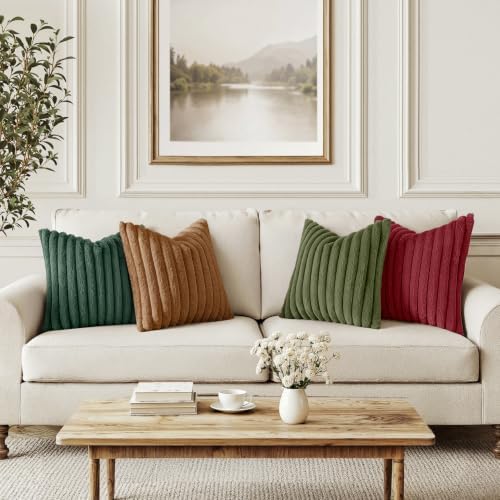 MIULEE Christmas Green Faux Fur Plush Decorative Throw Pillow Covers 20x20 - Image 2