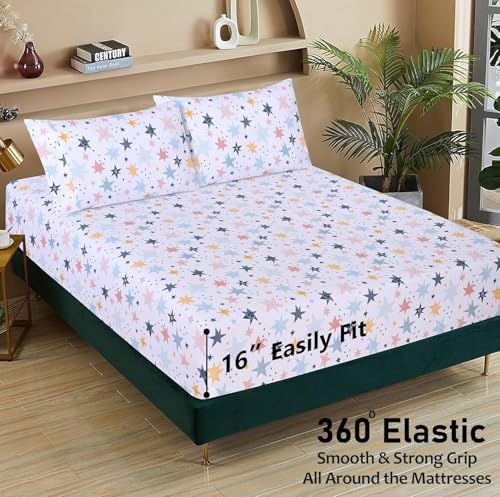 RUVANTI 100% Cotton Full Sheets, Percale Bedding Full Size Set, Fault Star - Image 4