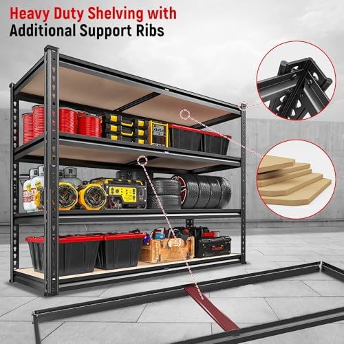 REIBII 2000LBS Storage Shelves, 4-Tier Adjustable Garage Shelving - Image 5