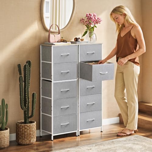 WLIVE Tall Dresser for Bedroom, 5 Drawer Dresser, Light Grey - Image 2