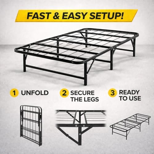 Greaton, 14-Inch Foldable Metal Platform Bed Frame - Image 6