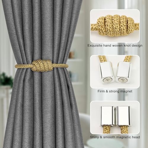 NICEEC 2 Pack Mini Magnetic Curtain Tiebacks Modern Simple Style Drape Tie - Image 3