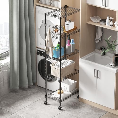 Homdox 5 Tier Wire Shelving Unit on Wheels, Adjustable Storage Racks and - Image 5
