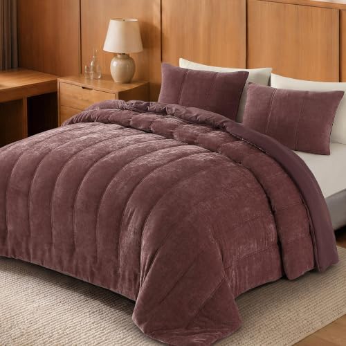 Chenille Full Size Comforter Sets-Cozy Warm Velvet Bedding Set by BLOOMHAVEN