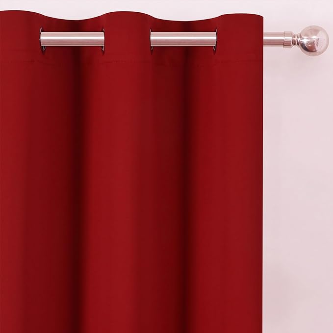 LEMOMO Blackout Curtains 52 x 120 Inch Long Red Curtains Set of 2 Panels Room - Image 6
