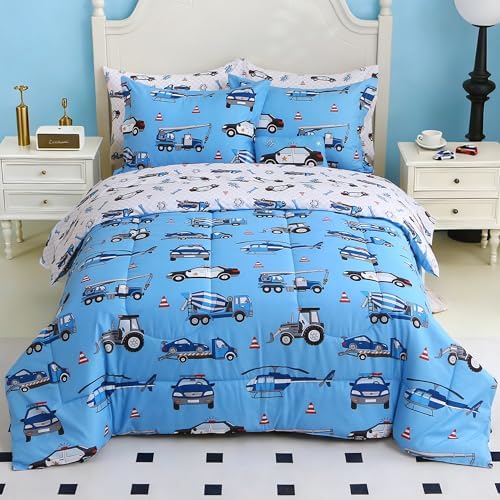 Kids Twin Comforter Sets for Boys 6 Pieces Blue Bedding Set for Teens by mooreeke