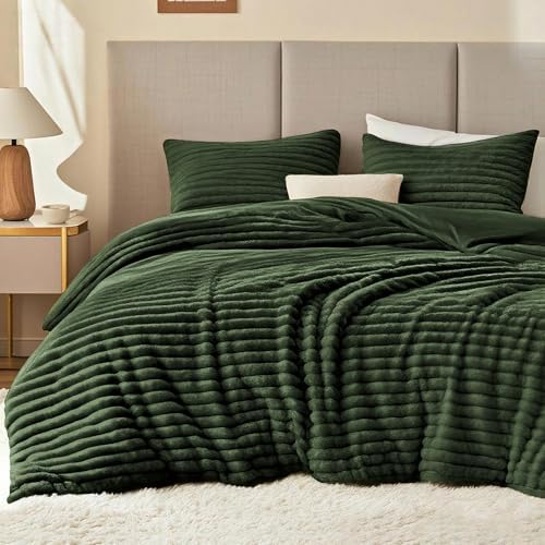 EXQ Home Fluffy Comforter Set King Size, 3 Pieces Bed Set, Olive Green by EXQHomeTexitleCoLtd