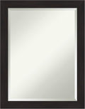 Amanti Art Brown Wall Mirror 28x22 Furniture Espresso Narrow Rectangle Bathroom Mirror for Wall Decor Living Room, Medium Casual Frame, Hangs Horizonally and Vertically, Bathroom Decor, Beveled Edge