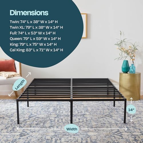 Linenspa 14 Inch Heavy Duty Metal Platform Bed Frame, Cal King Size - Image 6