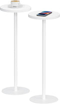 TUTOTAK Tall Round Side Table, Small End Table, Set of 2, Beside Table, Drink Table, Pedestal Side Table, livingroom, White TB01BW0652