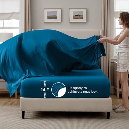 Bedsure 7-Piece Full Size Comforter Sets & Sheets, Teal Full Bedding - Image 4