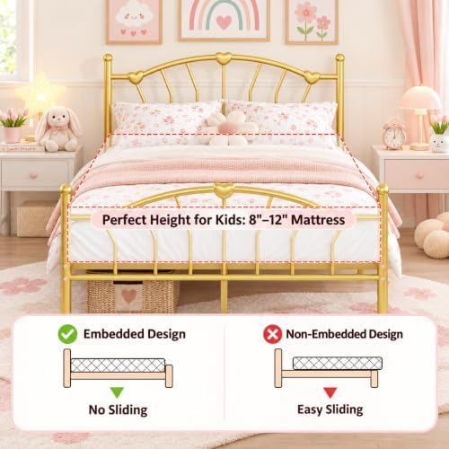 IMMERSTABLE Twin Metal Bed Frame, Heart-Shaped Platform Bed - Image 5