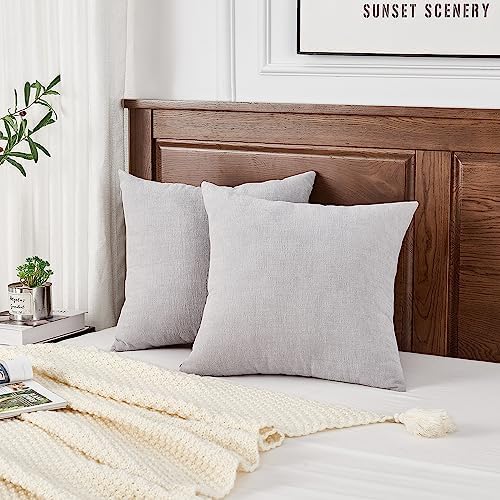 GAWAMAY Light Gray Chenille Throw Pillow Covers 24x24 Set of 2 - Image 6