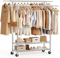 Heavy Duty Clothes Rack, Double Rod Garment Storage Organizer by ZHKINGGS