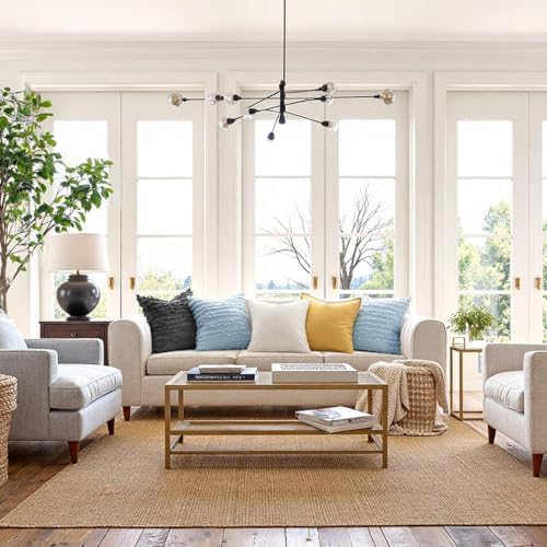 MIULEE Boho Linen Striped Throw Pillow Covers 16x16, Light Blue - Image 3