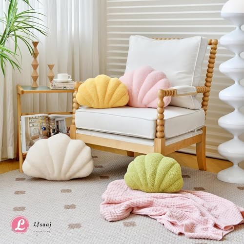 Lfsaaj Pink Seashell Throw Pillows, Shell Shaped Throw Pillows, 13 Inch Soft - Image 4