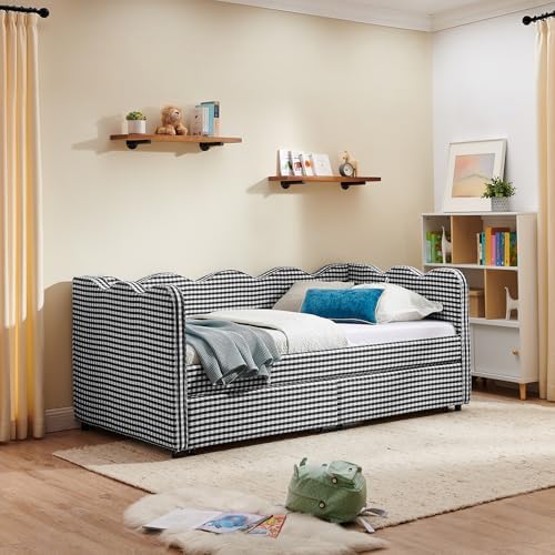 KEIKI Twin Size Upholstery Gingham Daybed - Image 5