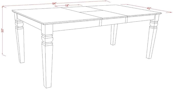 East West Furniture LGPF7-BCH-C 7 Piece Kitchen Table & Chairs Set Consist of a Rectangle Wooden Table with Butterfly Leaf and 6 Linen Fabric Dining Chairs, 42x84 Inch, Black & Cherry