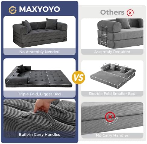 MAXYOYO 63" Convertible Sofa Bed, Boneless Futon Couch Floor Sofa - Image 6