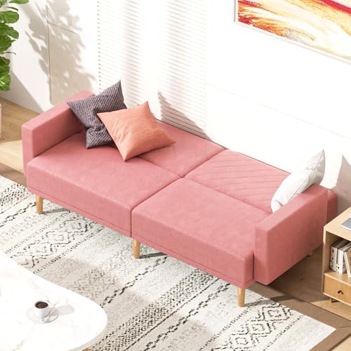 75 Inch Convertible Couch Sofa Bed, Reclining Futon Sleeper - Image 3