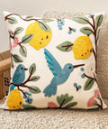 Embroidered Throw Pillow Cover 20x20 Inch, Bird Lemon by Kokaaee