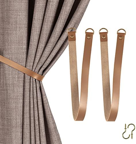 HOME QUEEN Faux Leather Curtain Tiebacks by HomeQueen