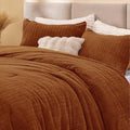 ChiXpace Fleece Twin Size Comforter Set Terracotta, Fluffy Bed Set 2 Pieces by ChiXpace