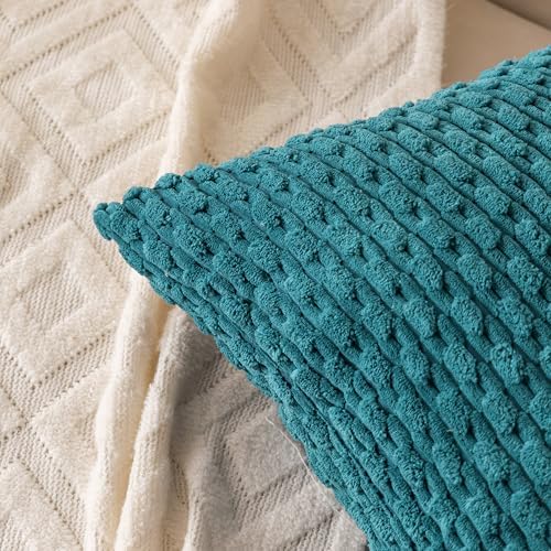 Set of 4 Teal Decorative Throw Pillow Covers 22x22 Inch Corduroy Pillow Covers - Image 7