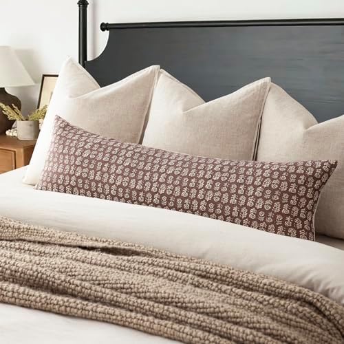 Foindtower Long Floral Print Lumbar Throw Pillow Covers 14×36 Inch, Wine Red - Image 4