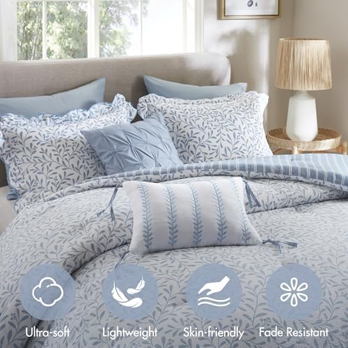 Madison Park Blue Floral Comforter Set Queen - Image 4