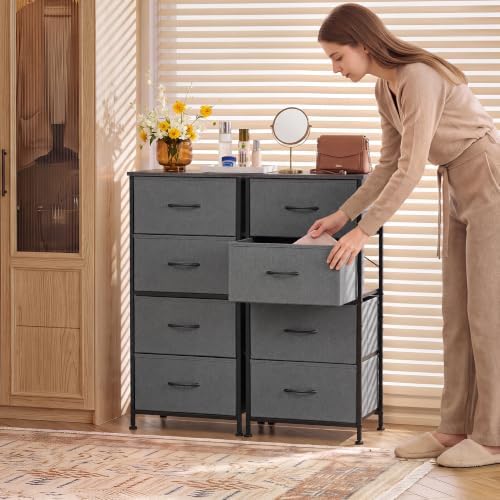 WLIVE Small Dresser Nightstand for Bedroom, 4 Drawers, Dark Grey - Image 4