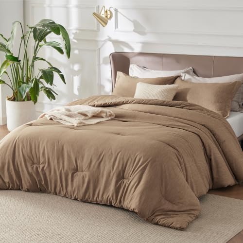 Bedsure Brown Full Size Comforter Set, Soft Cationic Dyed Bed Set 3 Pcs - Image 5