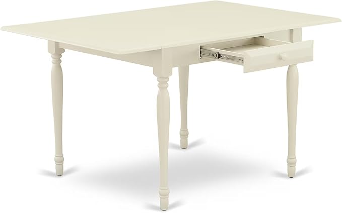 East West Furniture MZAV3-LWH-W 3 Piece Dinette Set for Small Spaces Contains a Rectangle Dining Table with Dropleaf and 2 Dining Chairs, 36x54 Inch, Linen White