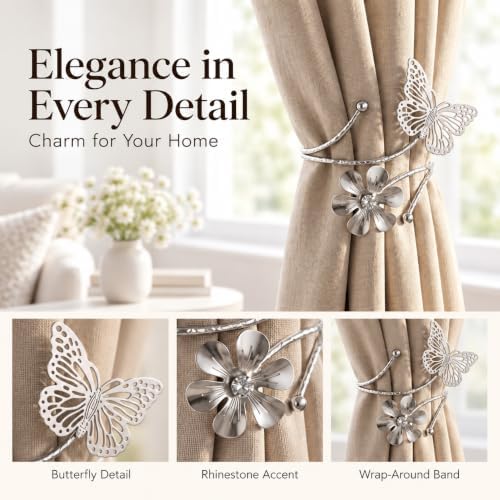 Butterfly Curtain Tiebacks, 4 Pack, No Drilling - Image 7