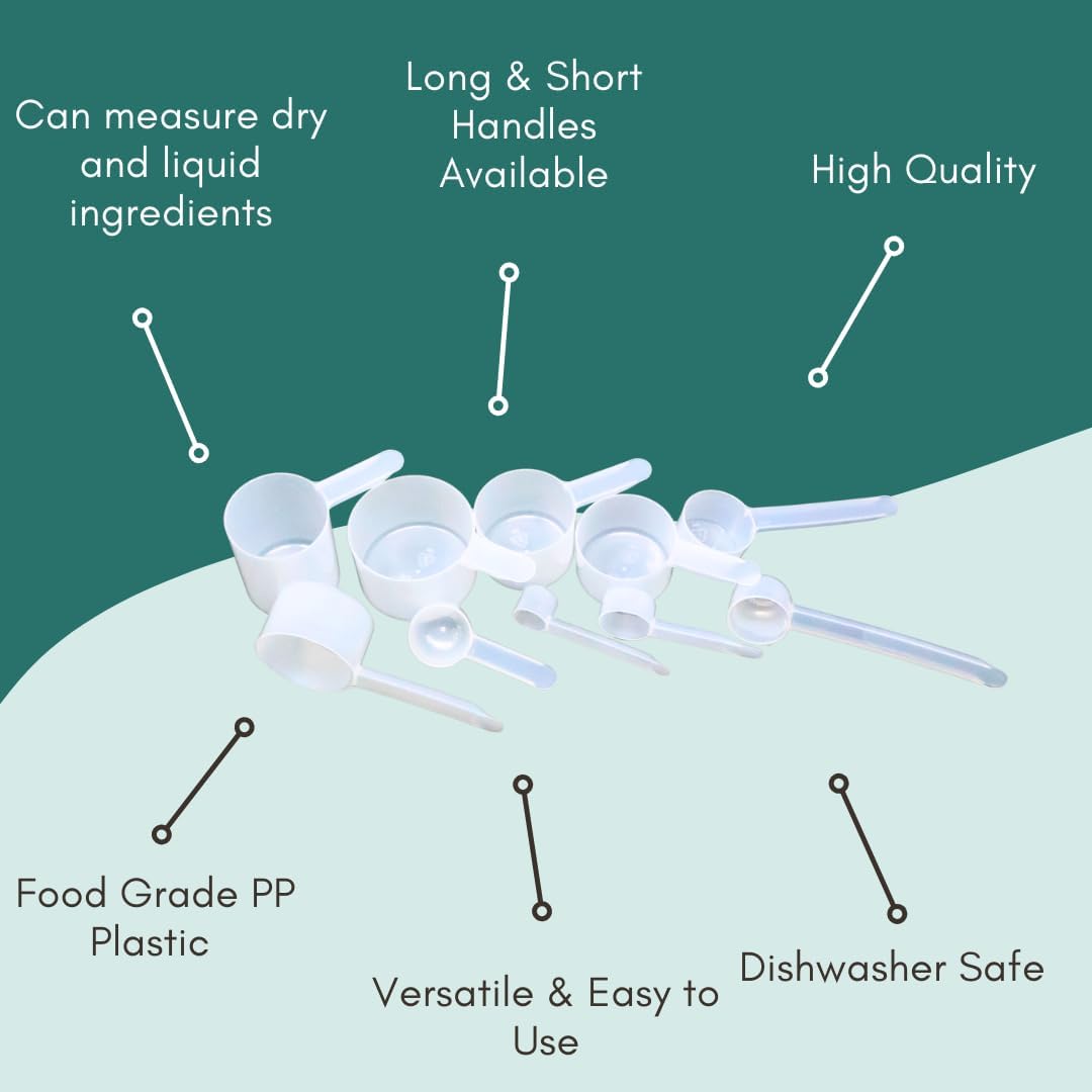 1/2 Teaspoon (2.5 mL) Long Handle Scoop for Measuring Coffee, Pet Food, Grains, Protein, Spices and Other Dry Goods (Pack of 10)