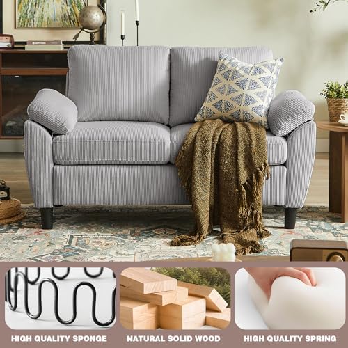 79.72" Light Grey Corduroy Sofa Set - Image 5